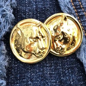 Gold Leopard Profile Studs